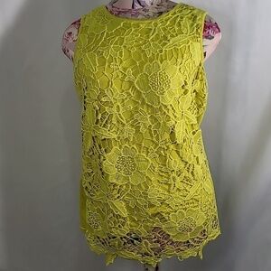 FREE with Purchase KRISTINE 100% Viscose Floral Lace Overlay Tank Neon